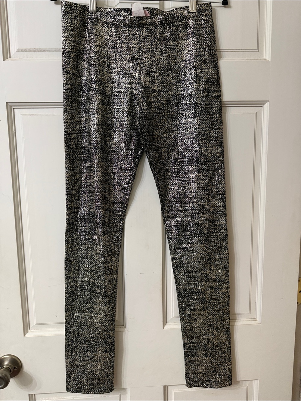 Textured Black and Gold metallic Knit Leggings